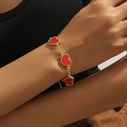 Красный Браслеты из цинкового сплава и акрила ко Дню святого Валентина, сердце, красные, 6-7/8 дюйм (17.5 см)