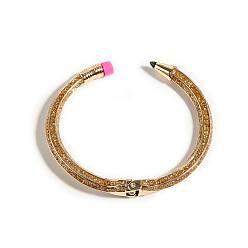 Темно-Золотистый Браслеты-манжеты из сплава с эмалью в виде карандаша, шарнирные браслеты для женщин, cmолой, темные золотарник, внутренний диаметр: 2-3/8 дюйм (6 см)