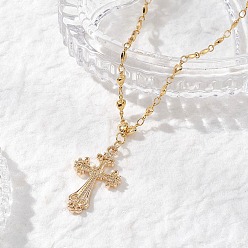 Золотой Женские ожерелья из латунной цепочки с подвеской в виде креста из сплава, золотые, 16.06 дюйм (40.8 см)