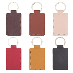 (52) Непрозрачная лаванда 12шт 6 цвета ПУ брелок, с кольцами для ключей из сплава, прямоугольные, платина, разноцветные, 87 мм, 2 шт / цвет