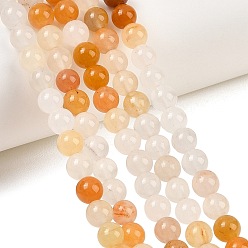 Golden Silk Jade Нити натуральных золотых шелковых нефритовых бусин, гладкий круглый, 6.5 мм, отверстие : 0.8 мм, около 62 шт / нитка, 14.96'' (38 см)