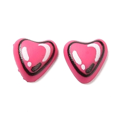Deep Pink Opaque Resin Cabochons, Heart, Deep Pink, 8x8x3mm