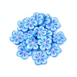 Васильковый Цветочные кабошоны из полимерной глины ручной работы, ногтей декоративные аксессуары, васильковый, 4.5~7x4.5~7x0.5~1 мм, Около 50000 шт / 1000 г