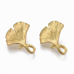 Без Покрытия Соединители латунные звенья, без никеля , гинкго лист, сырой (без покрытия), 15x13x5 мм, отверстие : 1.5 мм