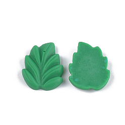 Green Resin Cabochons, Leaf, Green, 18x15x3mm
