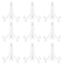 Прозрачный 10шт. складные пластиковые декоративные подставки для тарелок, прозрачные, 17.4x11.5x0.9 см, развернуть: 15.7x9x17.4 см