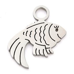 Нержавеющая Сталь Цвет Антикоррозийные 304 подвески из нержавеющей стали, лазерная резка, очарование рыбы, цвет нержавеющей стали, 16.5x17.5x1 мм, отверстие : 2.5 мм