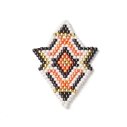 Red Handmade Loom Pattern MIYUKI Seed Beads, Star Pendants, Red, 41x38x2mm, Hole: 0.8mm