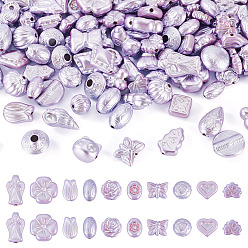 Лиловый 100г перламутровых непрозрачных акриловых бусин, разнообразные, сирень, 9~18x8.5~29x3~14 мм, отверстие : 1.6~4 мм