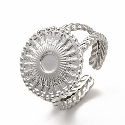 Нержавеющая Сталь Цвет Устойчив к потускнению 304 нержавеющая сталь, открытая манжета, настройки кольца, с круглым подносом, цвет нержавеющей стали, внутренний диаметр: 17.2 мм, лоток : 4 мм