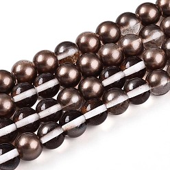 Седло Коричневый Запекание окрашенные прозрачные стеклянные бусины нити, круглые, два тона, седло коричневый, 9.5~10 мм, отверстие : 1.2 мм, около 84~87 шт / нитка, 29.53~30.71 дюйм (75~78 см)