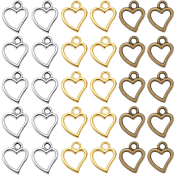 (52) Непрозрачная лаванда 240 шт 3 цвета подвески из сплава в тибетском стиле, полые сердца, разноцветные, 9.5x8x1 мм, отверстие : 1.5 мм, 80 шт / цвет