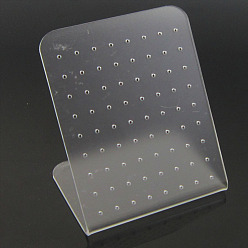 Прозрачный Прозрачные акриловые стойки для сережек, матовый стеллаж для выставки товаров ювелирных изделий, l-образный, прямоугольные, прозрачные, 8x5.5x10.5 см