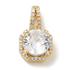 Прозрачный Стойка металлическая латунная микропрофилированная кубическая циркония подвески, долговечный, без свинца и без кадмия, квадратных амулеты, прозрачные, 17.5x10.5x6.7 мм, отверстие : 2.5x6 мм