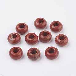 Red Jasper Natural Red Jasper European Beads, Large Hole Beads, Rondelle, 14x7~8mm, Hole: 6mm