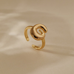 Letter G Латунные кольца-манжеты для женщин, буквы, долговечный, золотые, Буква G, внутренний диаметр: регулируемый