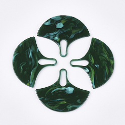 Dark Green Cellulose Acetate(Resin) Pendants, Ginkgo Leaf, Dark Green, 43x51.5x2mm, Hole: 16x4.5mm