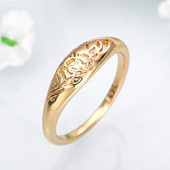 Золотой Латунные кольца на палец для женщин, цветочным узором, золотые, размер США 10 (19.8 мм)