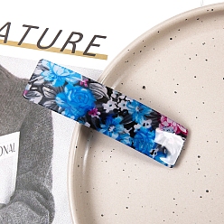 Темно-Розовый Прямоугольная акриловая заколка для волос с цветком, аксессуары для волос для женщин и девочек, темно-розовыми, 25x94 мм