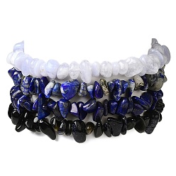 Смешанные камни 4шт. набор браслетов из бисера и драгоценных камней, внутренний диаметр: 2-1/8 дюйм (5.5 см), 4 шт / комплект