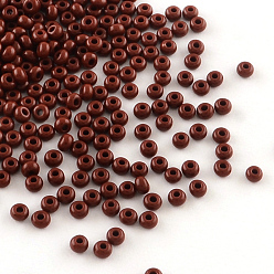Dunkelrot Tschechische Glasperlen, 11/0 runde Glasperlen, dunkelrot, 2x1.5 mm, Loch: 1mm, etwa 30000pcs / bag, 450g / bag