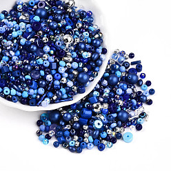 Королевский синий Бисер из стекла , разнообразные, разнообразные, королевский синий, 2.5~12.5x2~8x2~8 мм, отверстие : 0.7~1.5 мм, Около 2045~3215 шт / фунт