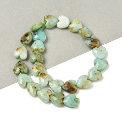 Зеленый Опал Естественный зеленый опал бисер нитей, сердце, граненые, 8x8x3.5~4 мм, отверстие : 0.7 мм, около 25 шт / нитка, 7.09'' (18 см)