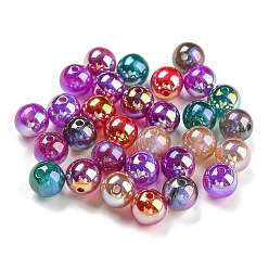 Gemischte Farbe Schillernde Acrylperlen, mit Glitzerpulver, Runde, Gemischte Farbe, 8 mm, Bohrung: 1.5 mm