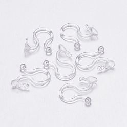 Clear Plastic Clip-on Earring Findings, Clear, 11x9x3.5mm, Hole: 0.5mm