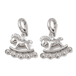 Платина Латунный микро-паве кубический цирконий, конек, за половину пробурено бисера, стойки покрытие, долговечный, платина, 26 мм, штифты : 0.7 мм