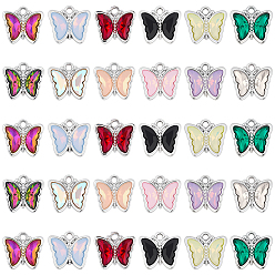 (52) Непрозрачная лаванда 30 шт. Стеклянные подвески, со сплавочной фурнитурой, бабочка, разноцветные, 14.5x16x4 мм, отверстие : 2 мм