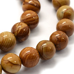 Wood Lace Stone Natural Wood Lace Stone Beads Strands, Round, 4mm, Hole: 0.8mm, about 93pcs/strand, 14.9 inch(38cm)