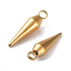 Real 18K Gold Plated Ion Plating(IP) 304 Stainless Steel Pendants, Cone Charm, Real 18K Gold Plated, 18x5mm, Hole: 2.2mm