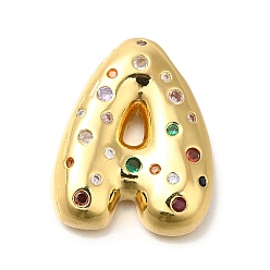 Letter A Латуни циркония кубической подвески, без кадмия, без никеля и без свинца, подвески с буквой az~z, реальный 18 k позолоченный, буква a, 29x24.5x7 мм, отверстие : 5x2.5 мм