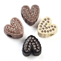 (52) Непрозрачная лаванда Непрозрачная смола европейский бисер, со стразами, бусины с большим отверстием, сердце, разноцветные, 14x14x8 мм, отверстие : 4 мм