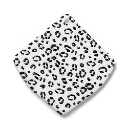 Black Leopard Pattern Opaque Acrylic Pendants, for DIY Earring Accessories, Rhombus, Black, 35x35x2mm, Hole: 1.6mm