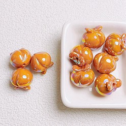 Темно-Оранжевый Uv акриловые покрытия бусины, переливающийся персик, темно-оранжевый, 16 мм, отверстие : 2 мм