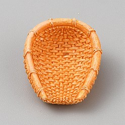 Оранжевый Мини-модель корзины из ротанга из смолы, аксессуары для кукольного домика с микро-ландшафтом, притворяясь опорными украшениями, оранжевые, 26x23x14 мм