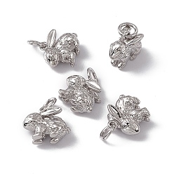 Платина Стойки обшивки латунные прелести, с целью перехода в кольце, долговечный, без кадмия, без никеля и без свинца, очарование кролика, платина, 10x11.5x5.5 мм, Перейти кольцо: 5x0.9 мм, внутренний диаметр: 3.2 мм