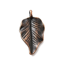 Красная Медь Сплавочные подвески тибетского стиля, без кадмия и без свинца, лист прелести, Красная медь, 31.5x18x5 мм, отверстие : 2 мм, Около 370 шт / 1000 г