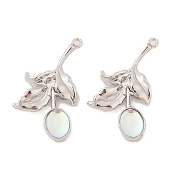 Прозрачный АВ Подвески из сплава и смолы, , платина, ясно AB, 30x17x5 мм, отверстие : 1.4 мм