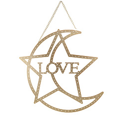 Золотой Железные ювелирные изделия в форме звезды любви, подвесные витрины для колец, Серьги, , украшение стены дома, золотые, 30x28x0.2 см