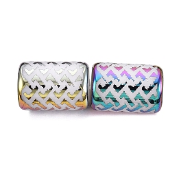 Coloré Perles en verre electroplate, colonne à motif en forme de L, colorées, 11.5~12x8~8.5mm, Trou: 1.2~1.4mm