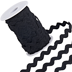 Черный Отделка из полиэстера волнистой бахромой, изгибающая волну кружевная лента, для шитья одежды и художественного оформления, чёрные, 1/4 дюйм (8 мм), около 25 ярдов