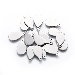 Stainless Steel Color 201 Stainless Steel Pendants, Stamping Blank Tag, Teardrop, Stainless Steel Color, 17.5x10x0.9mm, Hole: 1.2mm