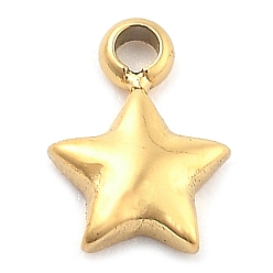 Настоящее золото 14K Ионное покрытие (ip) 304 брелоки из нержавеющей стали, звезда, реальный 14 k позолоченный, 6.5x4.5x1.5 мм, отверстие : 1 мм
