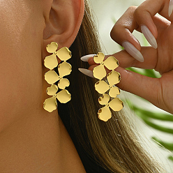 Золотой Винтажные латунные серьги-гвоздики в форме листьев, золотые, 50x22 мм