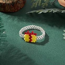 Box Рождественские стеклянные бусины перстни для женщин, Рождественский подарок, 3.5~12.5 мм, внутренний диаметр: 20.5 мм