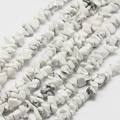 White Natural Howlite Beads Strand, Chip, White, 3~4x3~8x4~5mm, Hole: 0.4mm, 33.5 inch