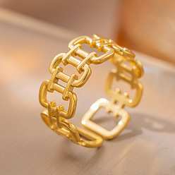 Rectangle 304 из нержавеющей стали манжеты кольца, реальный 18 k позолоченный, прямоугольные, размер США 4 1/4(15мм)~20мм